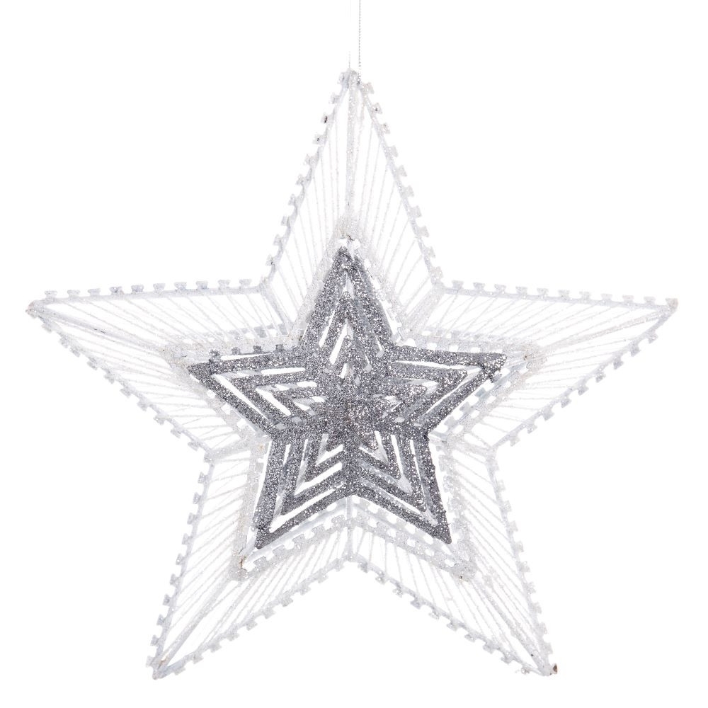 Estrella Metal Blanco-Plata 25 X 6 X 25 Cm