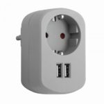 ADAPTADOR COMBI 1TOMA 16A + 2 USB 250 GRIS