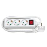 BASE 3 TOMAS TT INTERRUPTOR CABLE 2M 3G1 BLANCO