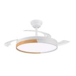 Ventilador Cibeles 4 Aspas Madera y Blanco 1xe27 40x1 Retractil