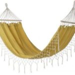 HAMACA POLIESTER ALGODON FLECOS MOSTAZA