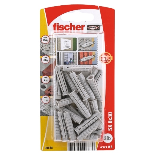 Taco de expansión Fischer SX 6 x 30 K con reborde