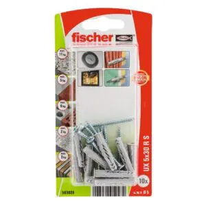 Taco universal fischer UX 5 x 30 RS K con reborde y tornillo