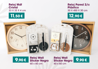 Reloj pared cristal plástico