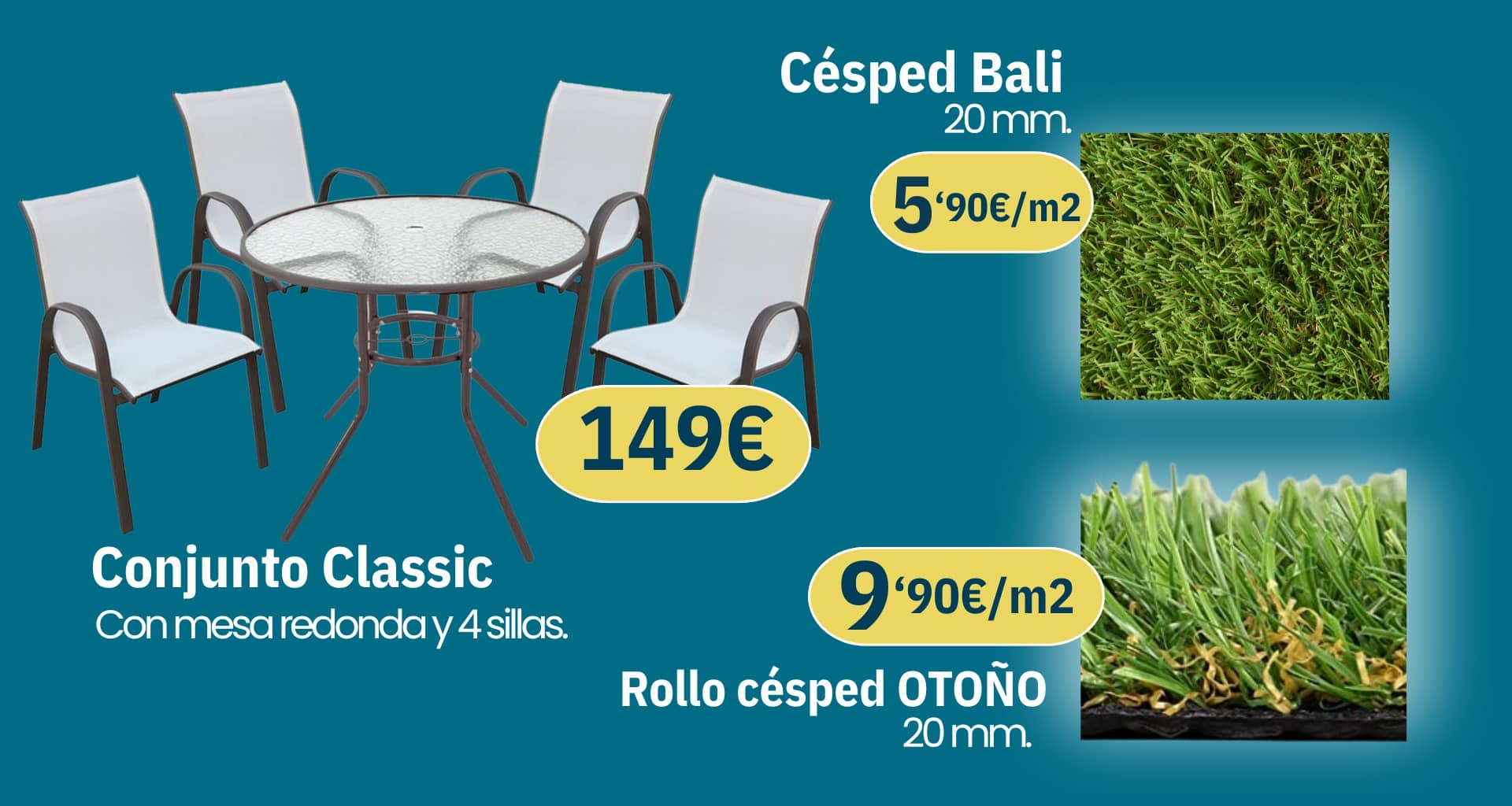 ofertas verano conjunto jardín y césped
